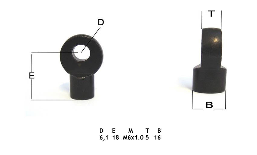 Ilhós 6 mm de diâmetro 18 mm Cent 5 mm de espessura M6 - Kem06060518R