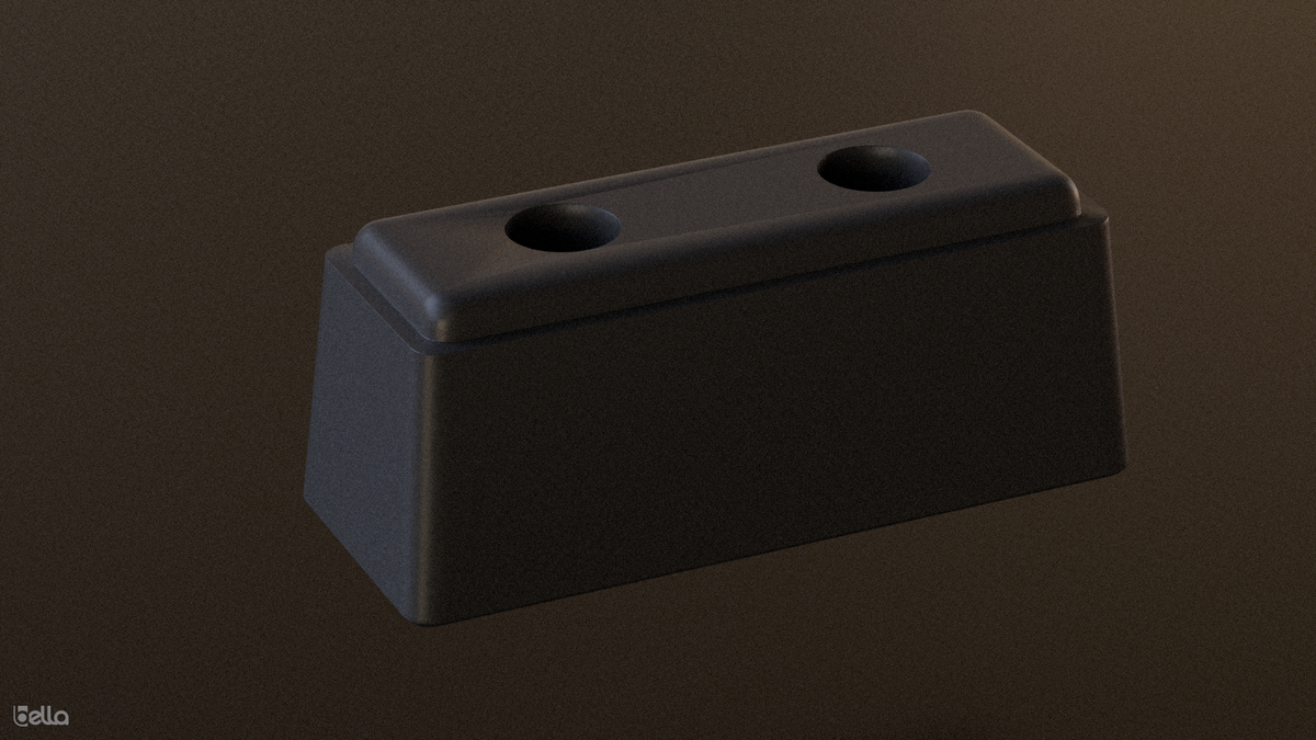 Tampone in gomma nero, 195 x 80 x 80mm
