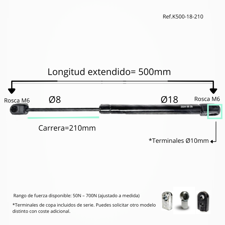 Resorte de gas 8/18