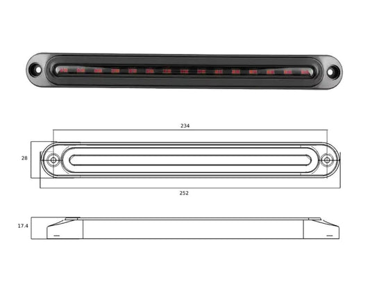 250 luces LED de freno/traseras/DI de línea delgada de 12/24 V