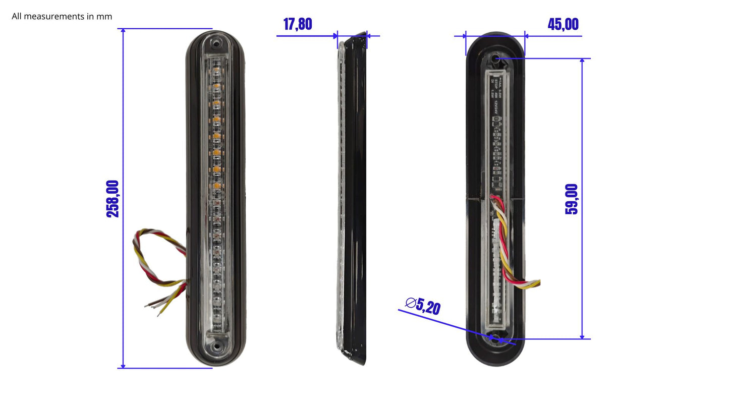 260Slimline LED de freno, luz trasera e intermitente, 12/24 V