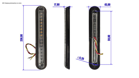260Slimline LED de freno, luz trasera e intermitente, 12/24 V