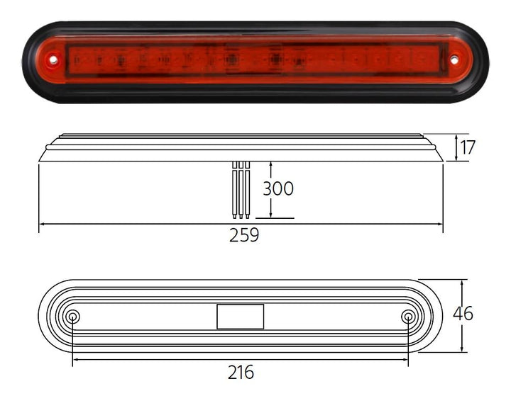 260 luces LED de freno/traseras Slimline de 12/24 V