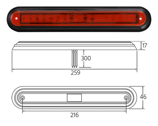 260 luces LED de freno/traseras Slimline de 12/24 V
