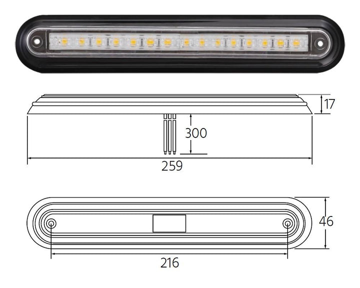 260 luces LED de marcha atrás Slimline de 12/24 V