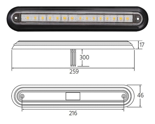 260 luces LED de marcha atrás Slimline de 12/24 V