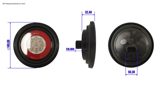 4 luces traseras redondas brillantes (rojas), indicador