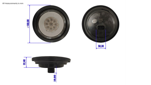 4 luces traseras redondas brillantes (blancas), indicador
