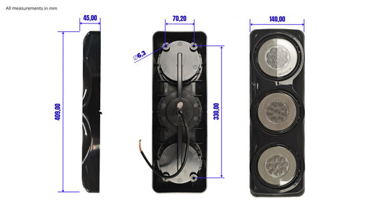 5 luces de parada triples redondas/brillantes de cola, en funcionamiento