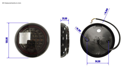 5 luces LED redondas de parada/cola, indicador de funcionamiento