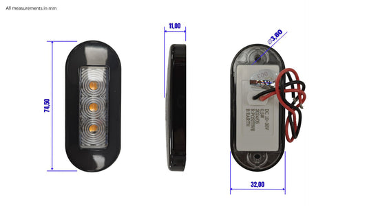 Marcador ámbar de 75 mm/Sub DI 10-30 V, paquete de 10