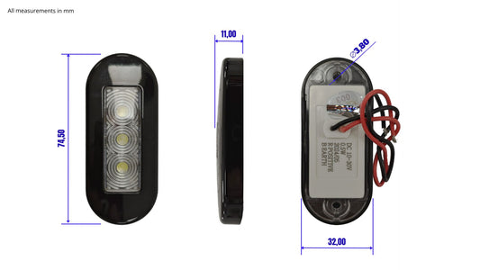 Marcador blanco de 75 mm, 10-30 V, paquete de 10