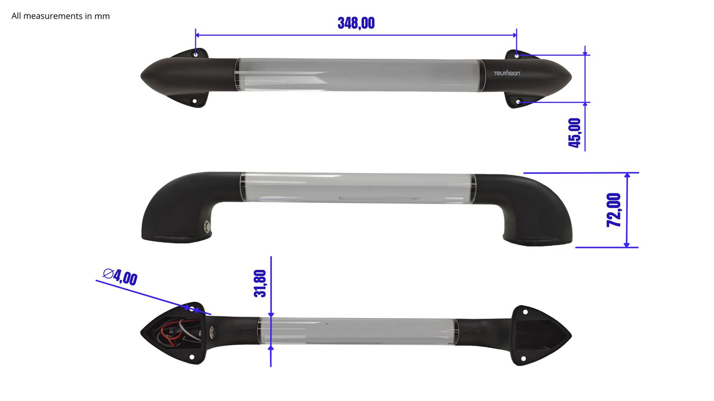 Asidero ligero de 453 mm, acrílico transparente