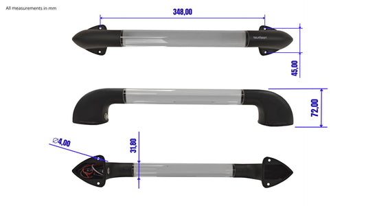 Asidero ligero de 453 mm, acrílico transparente