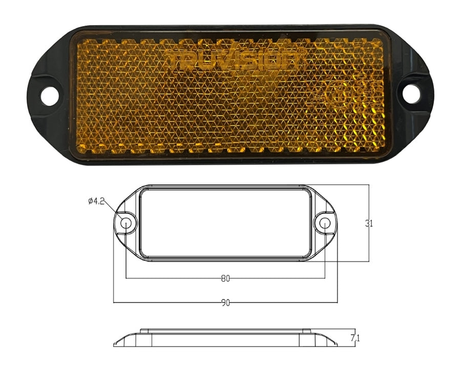 Reflector ámbar 90 x 31, paquete de 100 tornillos