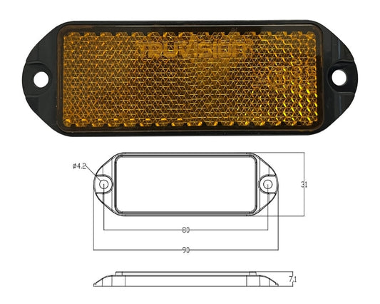 Reflector ámbar 90 x 31, paquete de 100 tornillos