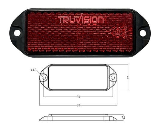 Reflector rojo 90x31, paquete de 100 tornillos