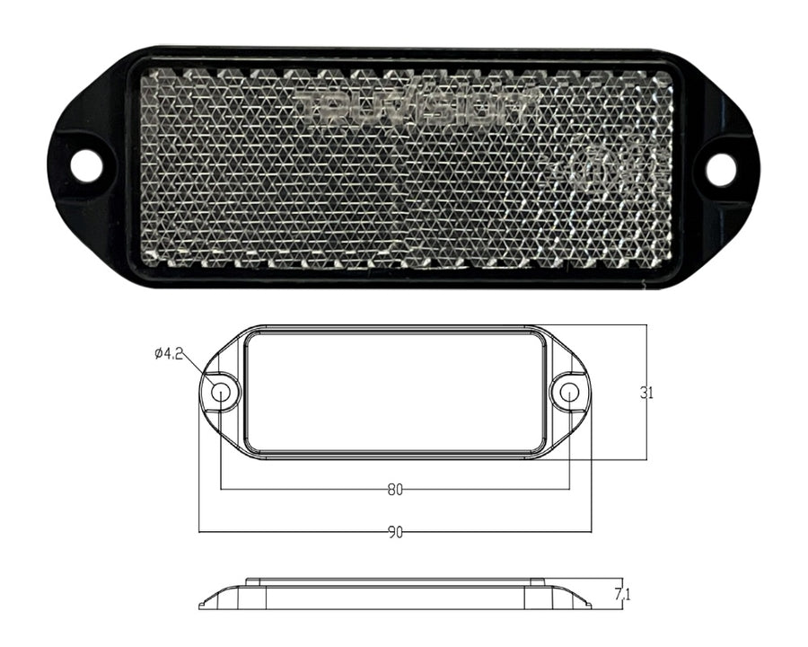 Reflector blanco 90x31 con tornillos (paquete de 100)