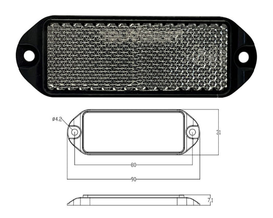 Reflector blanco 90x31 con tornillos (paquete de 100)
