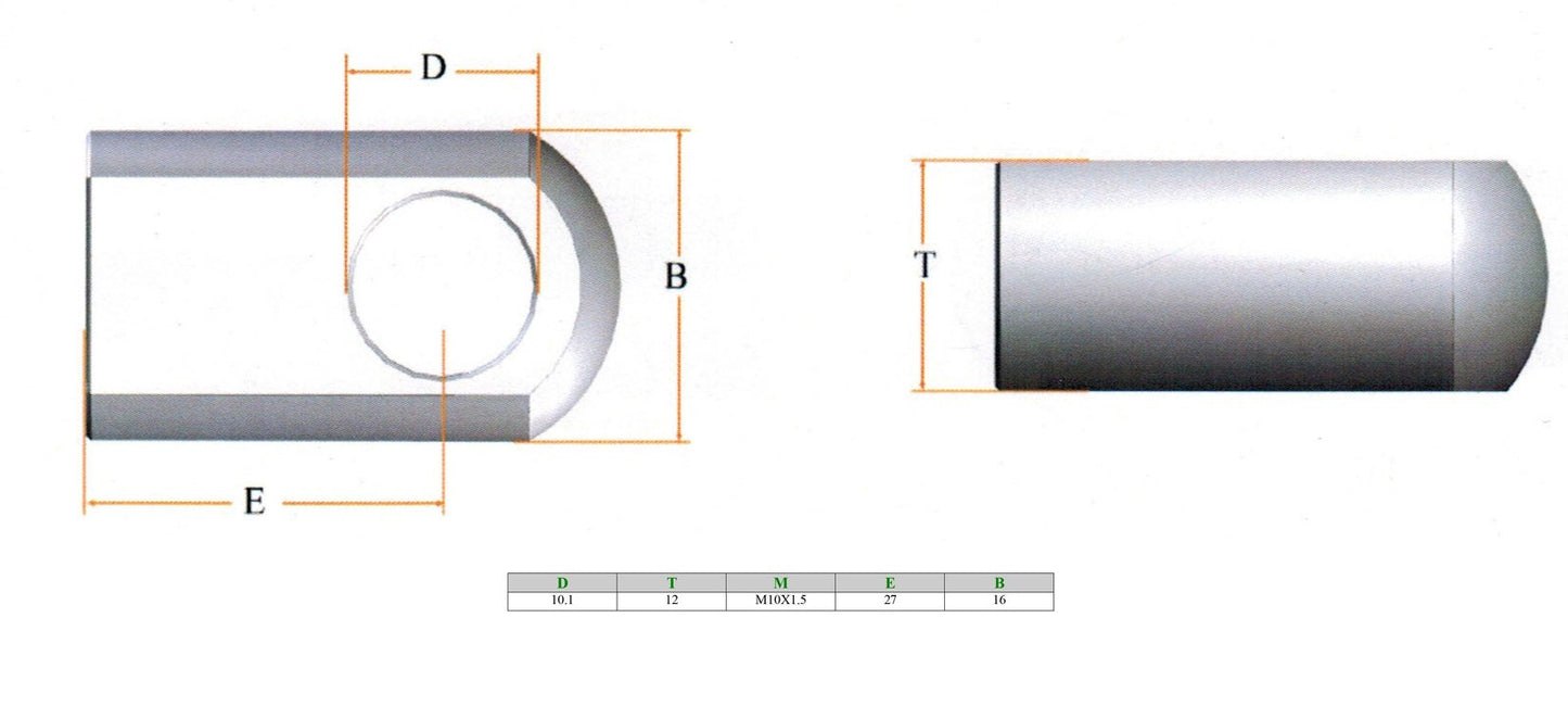 Eyelet 10.1MM Dia 27MM Cent 12MM Thk M10.